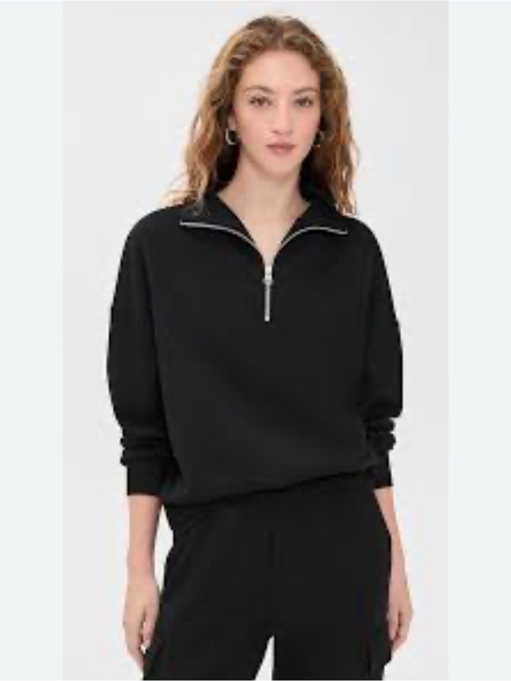 Varley Milano half zip black ribbed size medium